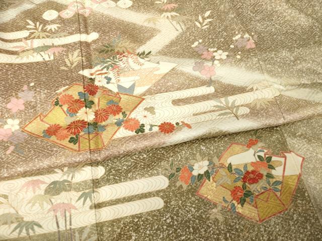 平和屋着物●訪問着　慶彩小袖　熨斗蝶文　暈し染め　金彩　ロング丈　正絹　逸品　未使用　AABH4626ck 平和屋着物○訪問着 慶彩小袖 熨斗蝶文 暈し染め 金彩