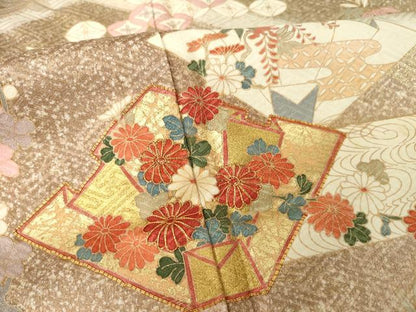 平和屋着物●訪問着　慶彩小袖　熨斗蝶文　暈し染め　金彩　ロング丈　正絹　逸品　未使用　AABH4626ck
