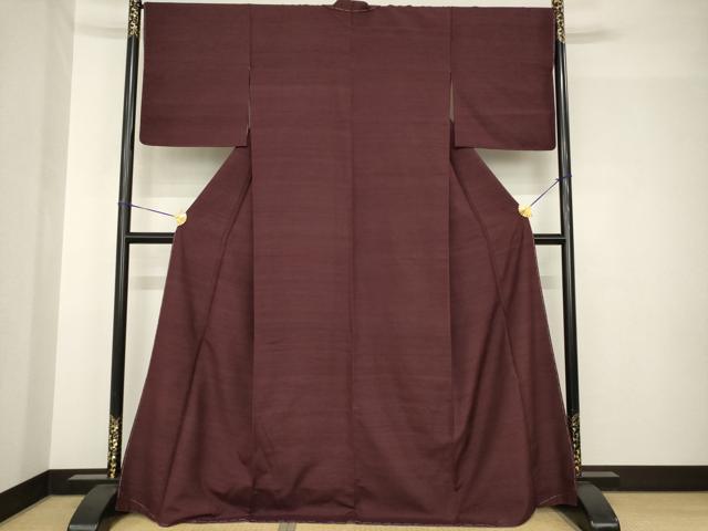 平和屋着物●上質な紬　色無地　紫鳶色　正絹　逸品　未使用　AABH4627ck