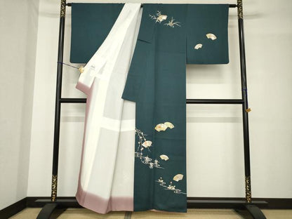 平和屋着物●訪問着　友禅　地紙花文　金彩　正絹　逸品　AABH4628ck