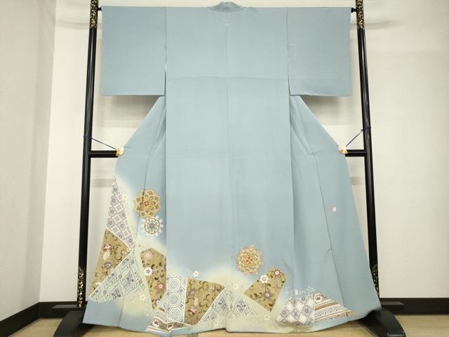 平和屋着物●豪華色留袖　友禅　作家物　舞花文　金彩　正絹　逸品　AABH4631ck