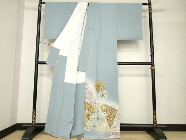 平和屋着物●豪華色留袖　友禅　作家物　舞花文　金彩　正絹　逸品　AABH4631ck