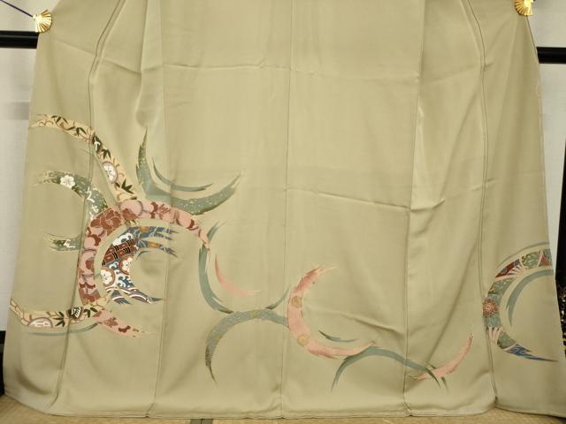 平和屋着物●豪華色留袖　輪取花文　金彩　ロング丈　正絹　逸品　AABH4632ck