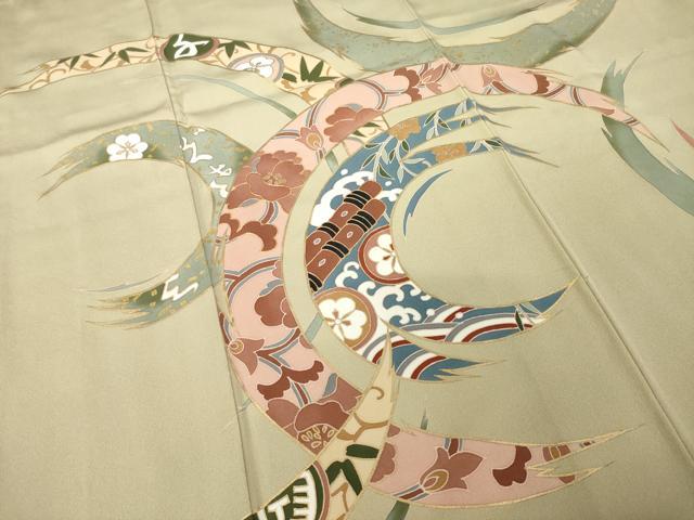 平和屋着物●豪華色留袖　輪取花文　金彩　ロング丈　正絹　逸品　AABH4632ck