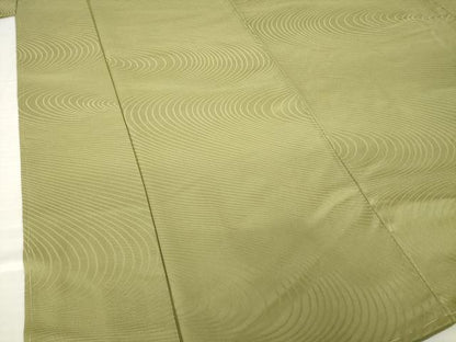 平和屋着物●上質な色無地　流水地紋　油色　正絹　逸品　未使用　AABH4634ck
