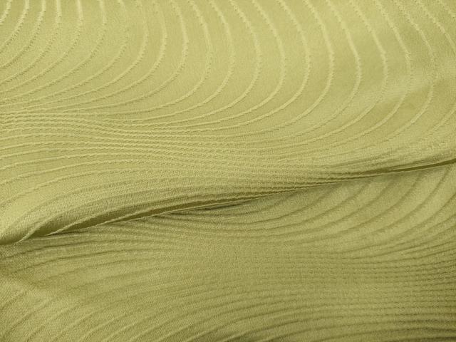 平和屋着物●上質な色無地　流水地紋　油色　正絹　逸品　未使用　AABH4634ck