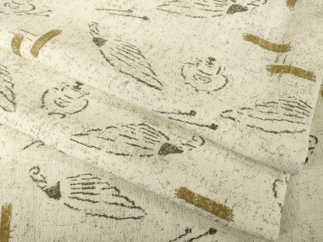 平和屋着物●上質な小紋　お召地　羽扇　ロング丈　正絹　逸品　AABH4635ck