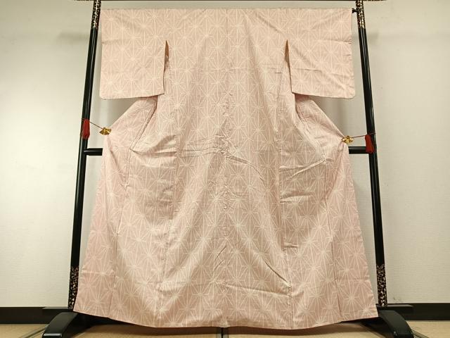 平和屋着物●本場大島紬　白大島　一元絣　麻の葉文様　正絹　逸品　AABH4645fy