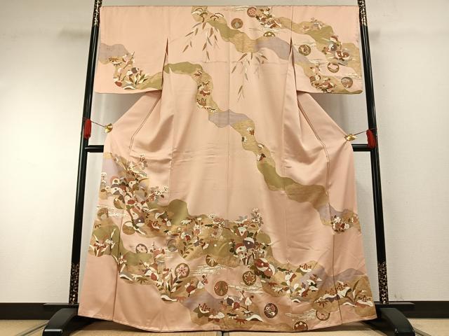 平和屋着物●訪問着　道長花文　金彩　正絹　逸品　AABH4651fy