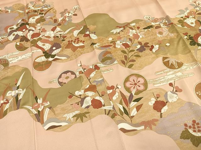 平和屋着物○訪問着 道長花文 金彩 正絹 逸品 AABH4651fy