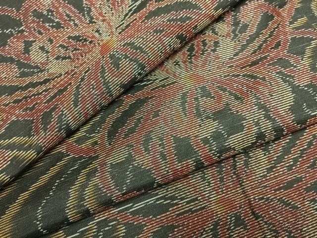 平和屋着物●本場大島紬　流水花文　黒地　正絹　逸品　未使用　AABH4656fy