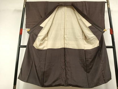 平和屋着物●男性　黒紋付　羽織・長襦袢（袷）セット　正絹　逸品　AABH4657fy