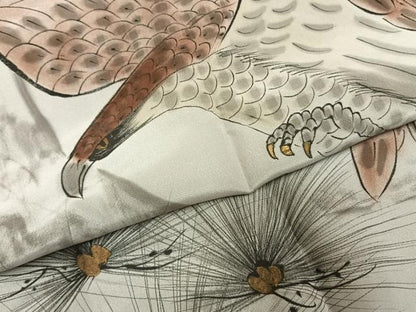 平和屋着物●男性　長襦袢　袷　手描き　鷹　暈し染め　正絹　逸品　AABH4668fy