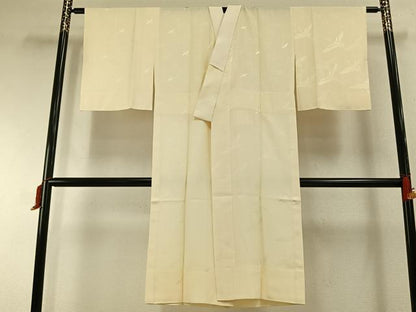 平和屋着物●長襦袢　無双仕立て　飛鳥地紋　鳥の子色　正絹　逸品　AABH4673fy