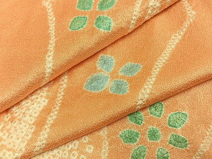 平和屋着物●上質な小紋　絞り　舞花文　正絹　逸品　AABH4676fy