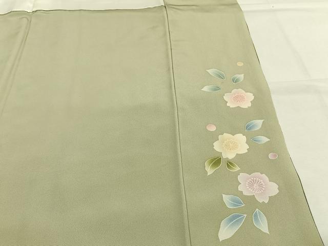 平和屋着物●訪問着　友禅　駒刺繍　草花文　暈し染め　金彩　正絹　逸品　AABH4677fy