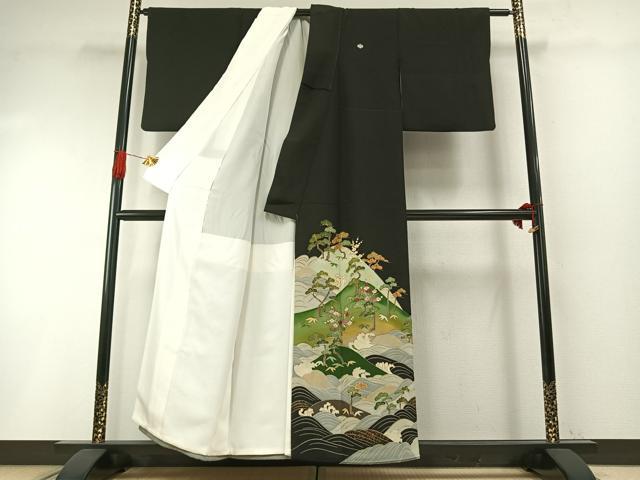 平和屋着物●染刺工芸　大羊居　東京友禅　黒留袖　刺繍　松竹梅　暈し染め　金銀糸　金彩　伊勢丹扱い　正絹　逸品　AABH4679fy