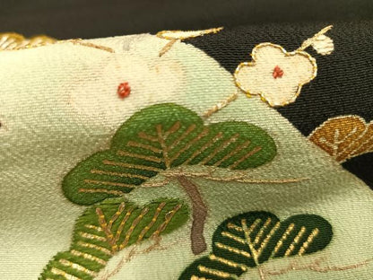 平和屋着物●染刺工芸　大羊居　東京友禅　黒留袖　刺繍　松竹梅　暈し染め　金銀糸　金彩　伊勢丹扱い　正絹　逸品　AABH4679fy
