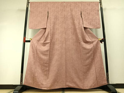 平和屋着物●上質な色無地　菊花地紋　ときがら茶色　正絹　逸品　AABH4680fy