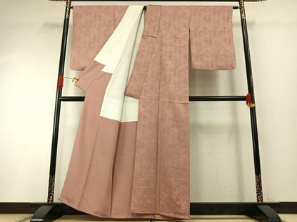 平和屋着物●上質な色無地　菊花地紋　ときがら茶色　正絹　逸品　AABH4680fy