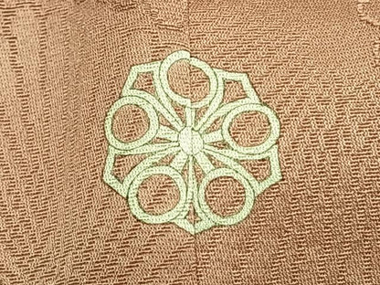 平和屋着物●上質な色無地　菊花地紋　ときがら茶色　正絹　逸品　AABH4680fy