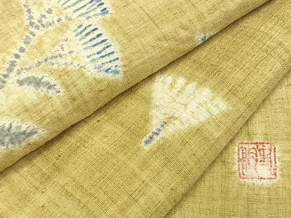 平和屋着物●京都府指定無形文化財　染色作家　小倉建亮の弟子　市瀬史郎　訪問着　紬地　草花文　正絹　逸品　AABH4687fy