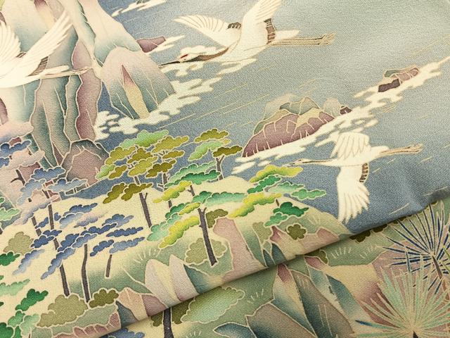平和屋着物●豪華色留袖　友禅　作家物　風景飛鳥文　暈し染め　正絹　逸品　AABH4691fy