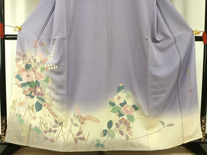 平和屋着物●染色作家　草野一騎　訪問着　枝花文　暈し染め　金彩　正絹　逸品　未使用　AABH4692fy