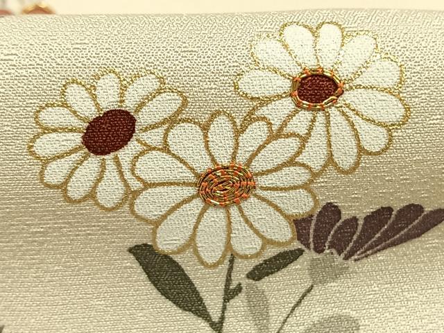 平和屋着物●訪問着　友禅　駒刺繍　草花文　金彩　ロング丈　正絹　逸品　AABH4693fy