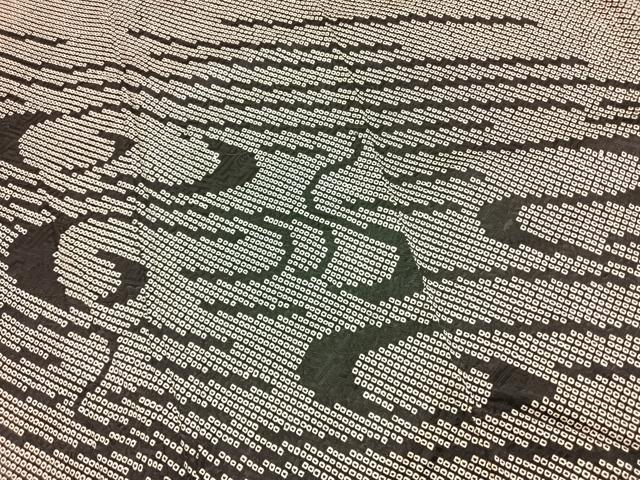 平和屋着物●訪問着　総絞り　流水文　黒地　正絹　逸品　AABH4694fy