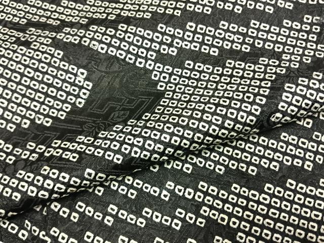平和屋着物●訪問着　総絞り　流水文　黒地　正絹　逸品　AABH4694fy