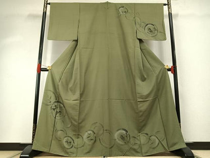 平和屋着物●訪問着　手描き　笹竹雀丸文　正絹　逸品　未使用　AABH4695fy