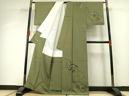 平和屋着物●訪問着　手描き　笹竹雀丸文　正絹　逸品　未使用　AABH4695fy