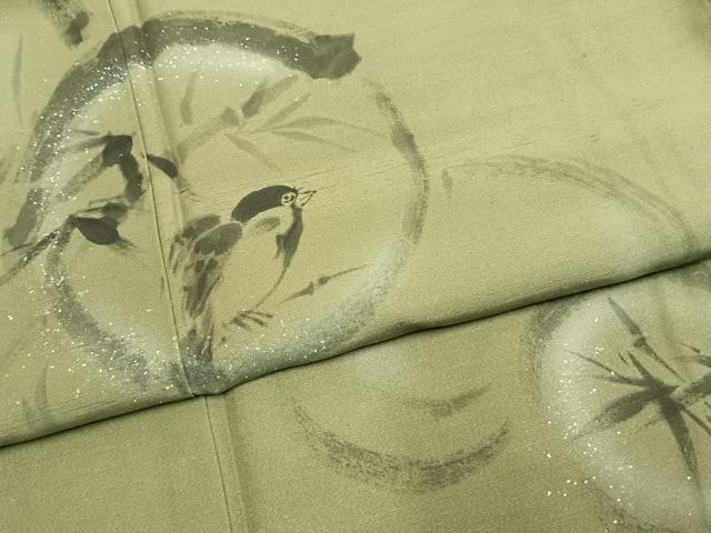 平和屋着物●訪問着　手描き　笹竹雀丸文　正絹　逸品　未使用　AABH4695fy