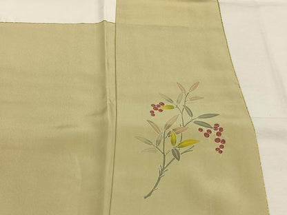 平和屋着物●京加賀友禅　百貫達雄　色無地　蒸栗色　鈴乃屋扱い　正絹　逸品　未使用　AABH4696fy