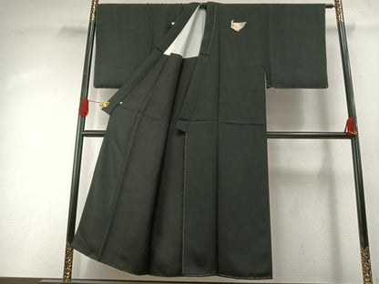 平和屋着物●男性　黒紋付　高島屋扱い　正絹　逸品　未使用　AABH4705fy