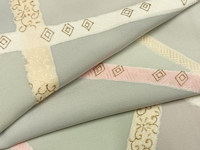 平和屋着物●上質な小紋　地紋起こし　鬘帯花文　金彩　正絹　逸品　AABH4707fy 平和屋着物○上質な小紋 地紋起こし 鬘帯花文 金彩 正絹 逸品