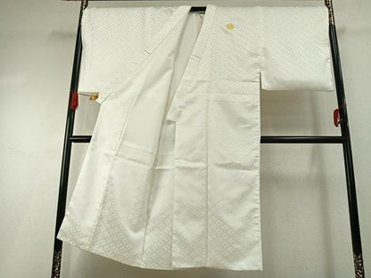 平和屋着物●男性　白紋付　羽織セット　菱地紋　キングサイズ　洗える着物　AABH4714fy