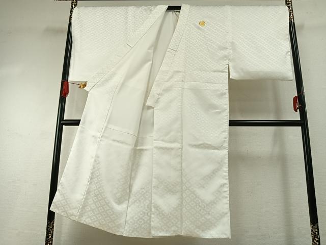 平和屋着物●男性　白紋付　羽織セット　菱地紋　キングサイズ　洗える着物　AABH4714fy