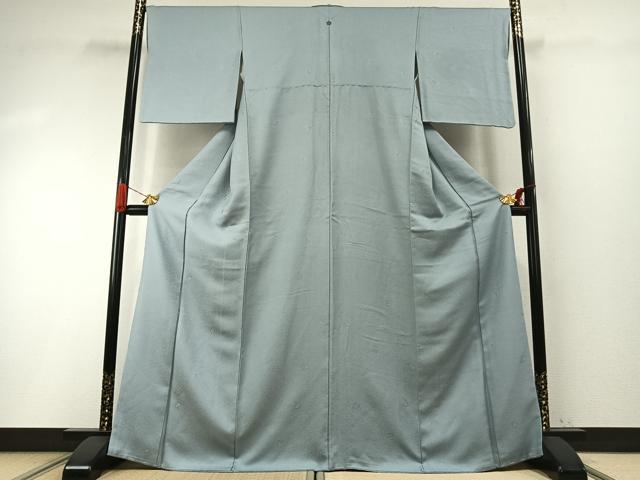 平和屋着物●上質な色無地　草花地紋　白藍色　正絹　逸品　AABH4715fy