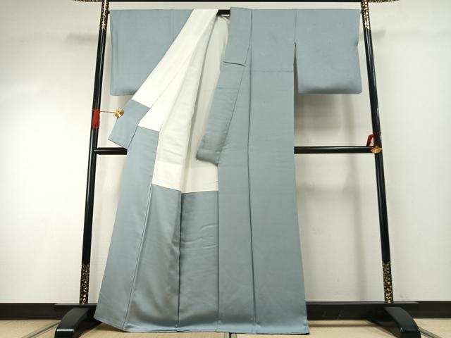 平和屋着物●上質な色無地　草花地紋　白藍色　正絹　逸品　AABH4715fy