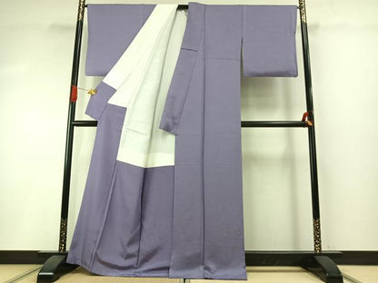 平和屋着物●上質な色無地　立波地紋　薄葡萄色　正絹　逸品　AABH4716fy