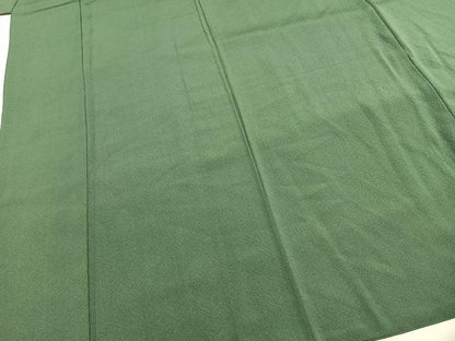 平和屋着物●二代目清次郎　手描き　色無地　木賊色　正絹　逸品　AABH4721fy