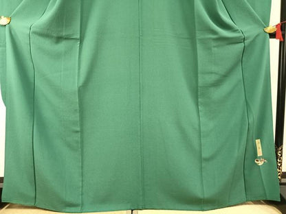 平和屋着物●松岡寿童　振袖　色無地　花緑青色　正絹　逸品　AABH4722fy