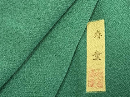 平和屋着物●松岡寿童　振袖　色無地　花緑青色　正絹　逸品　AABH4722fy