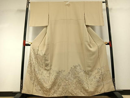 平和屋着物●豪華色留袖　中国三大刺繍　汕頭刺繍　スワトウ刺繍　総刺繍　地紙花文　金糸　正絹　逸品　未使用　AABH4724fy