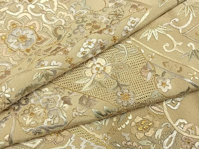 平和屋着物●豪華色留袖　中国三大刺繍　汕頭刺繍　スワトウ刺繍　総刺繍　地紙花文　金糸　正絹　逸品　未使用　AABH4724fy