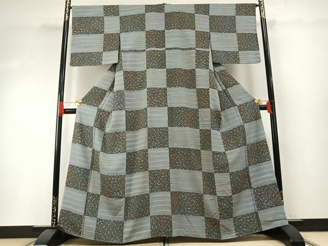 平和屋着物●上質な小紋　市松舞桜文　正絹　逸品　未使用　AABH4725fy 平和屋着物○上質な小紋 市松舞桜文 正絹 逸品 未使用 AABH4725fy
