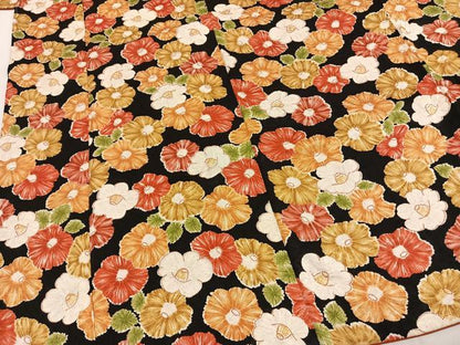 平和屋着物●上質な小紋　草花文　黒地　正絹　逸品　AABH4727fy