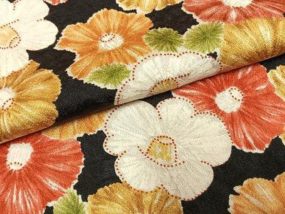 平和屋着物●上質な小紋　草花文　黒地　正絹　逸品　AABH4727fy